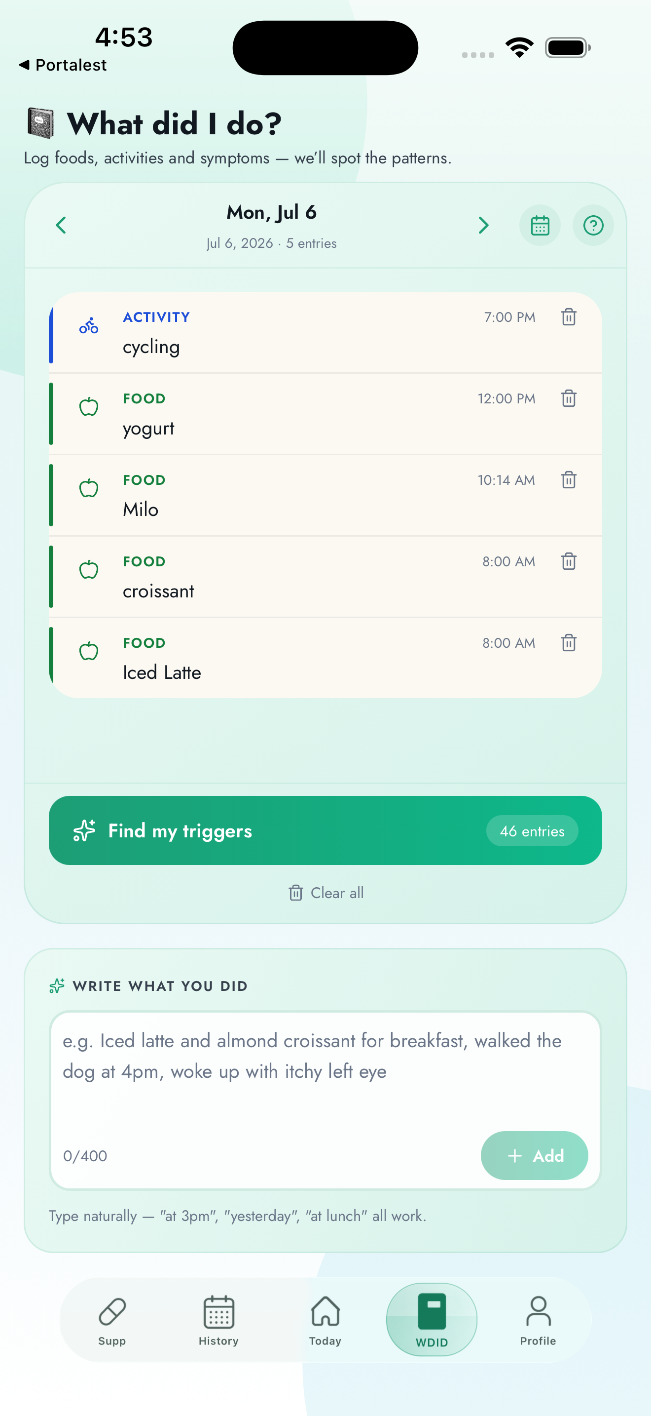 ViTrace app — supplement detail