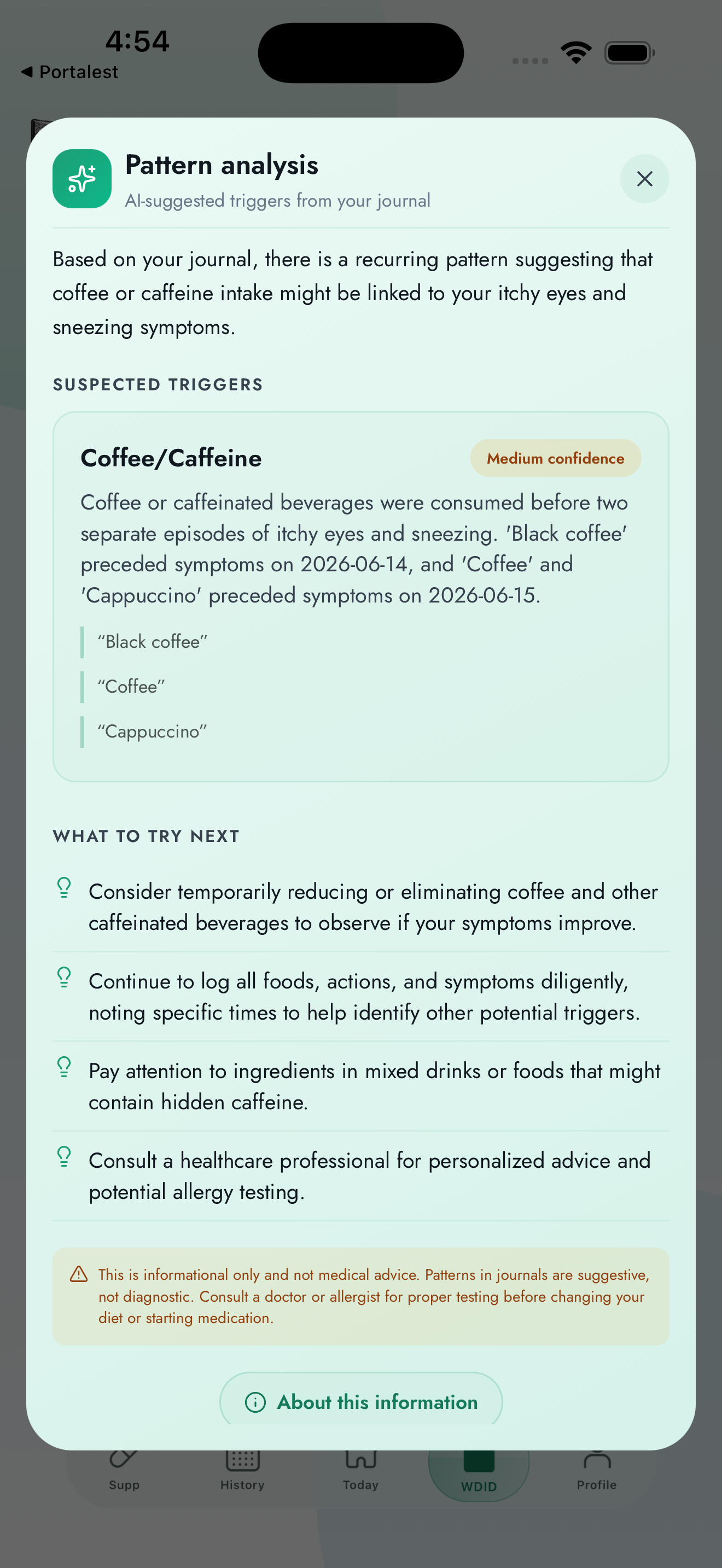 ViTrace app — what did I do journal
